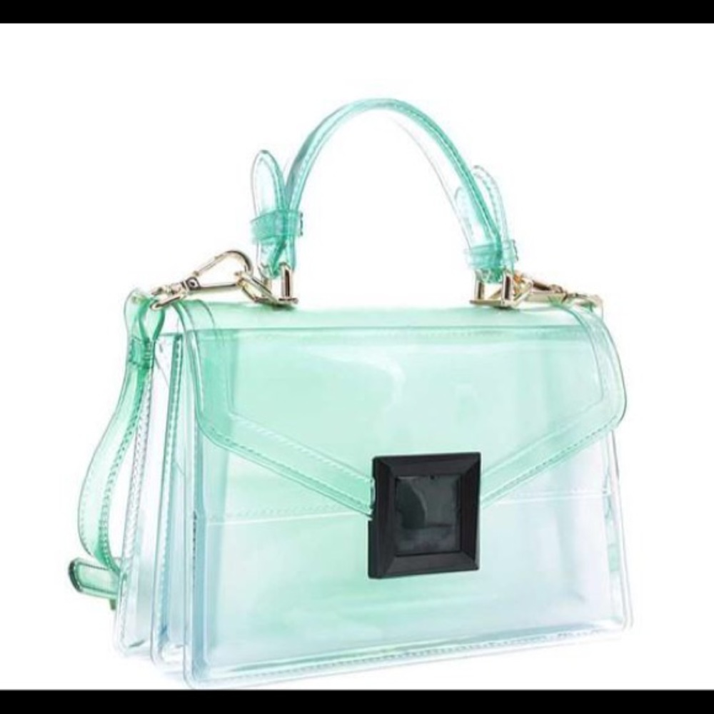 GREEN Transparent Top Handle Suzie Bag